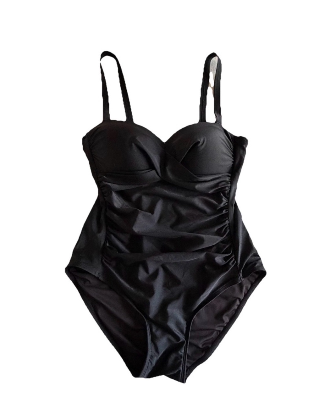 Calvin Klein Swimsuit Womens 16 Black One Piece Underwire Ruched Padded Lined